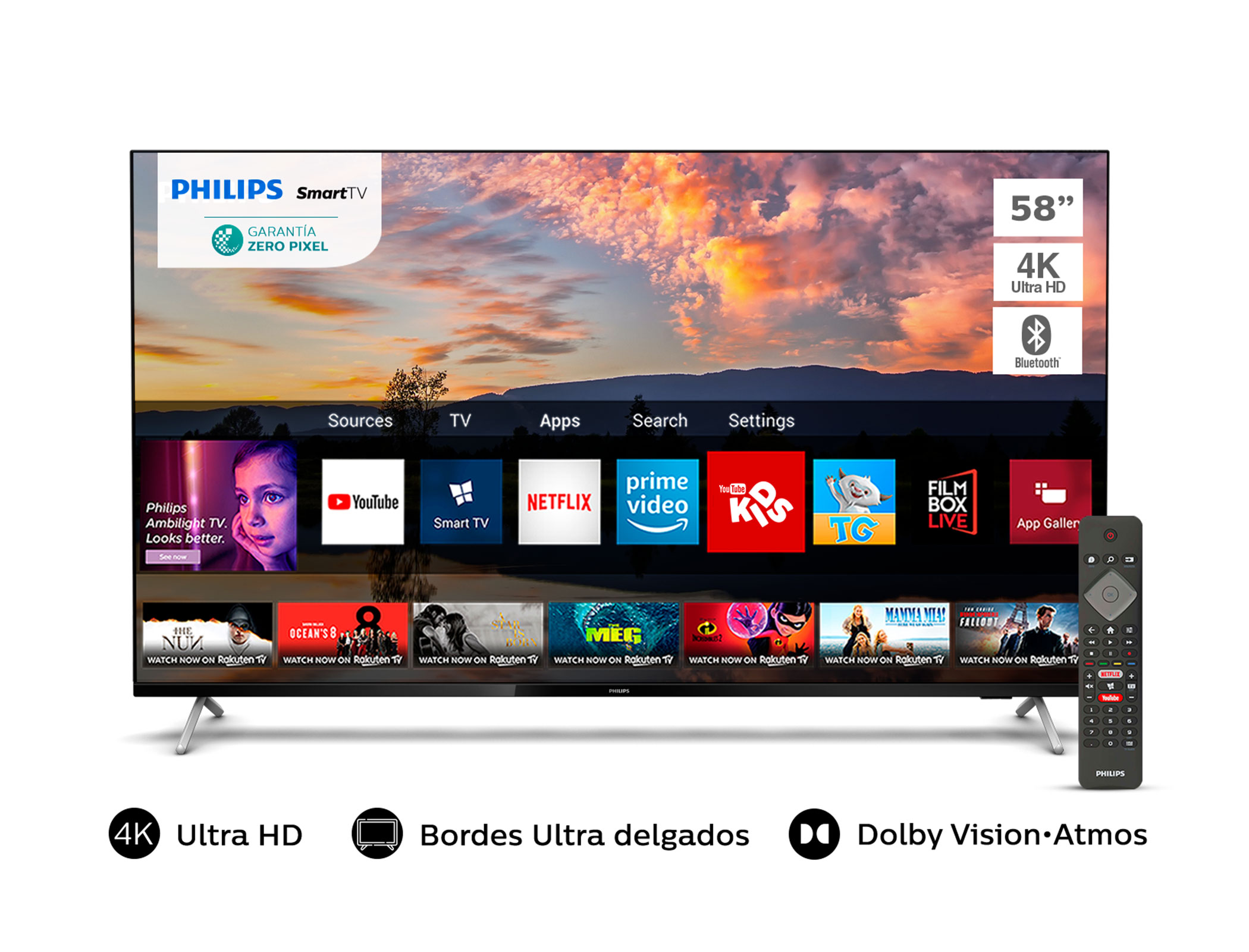 Televisor 58″ Smart TV LED 4K UHD Philips 58PUD7625 