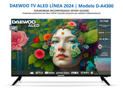 SMART TV DAEWOO ALED 43" FHD ANDROID SOUNDBAR INCORPORADO | D-A4300